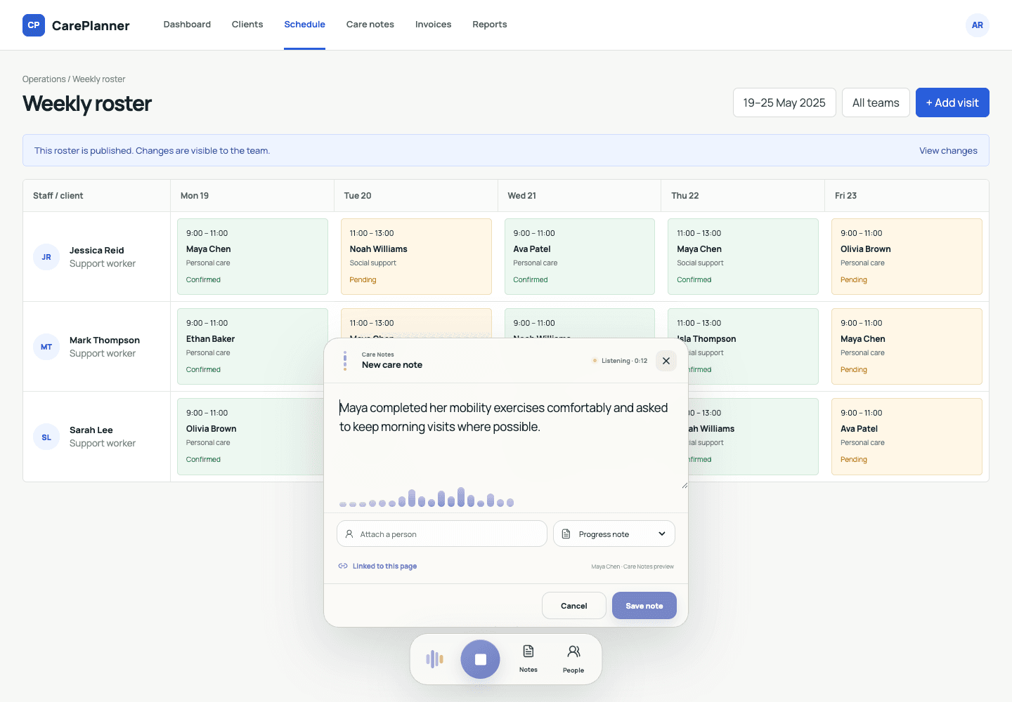 Easy Care interface